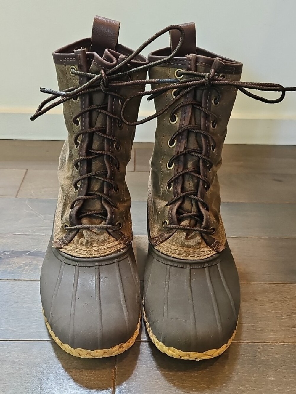L.L. Bean Maine Hunting Duck Boots, Waxed Canvas, Brown, Womens Size 9